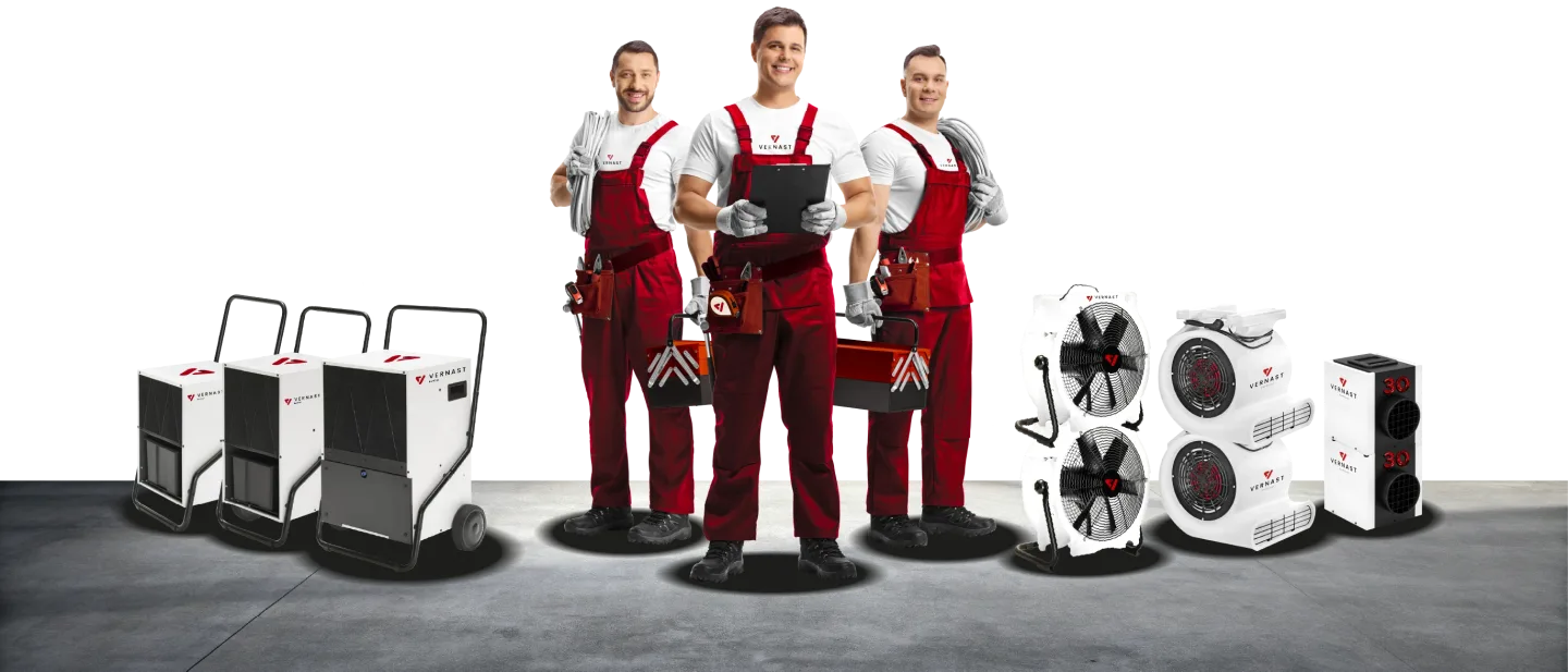 Het Vernast-team met het volledige toestellengamma